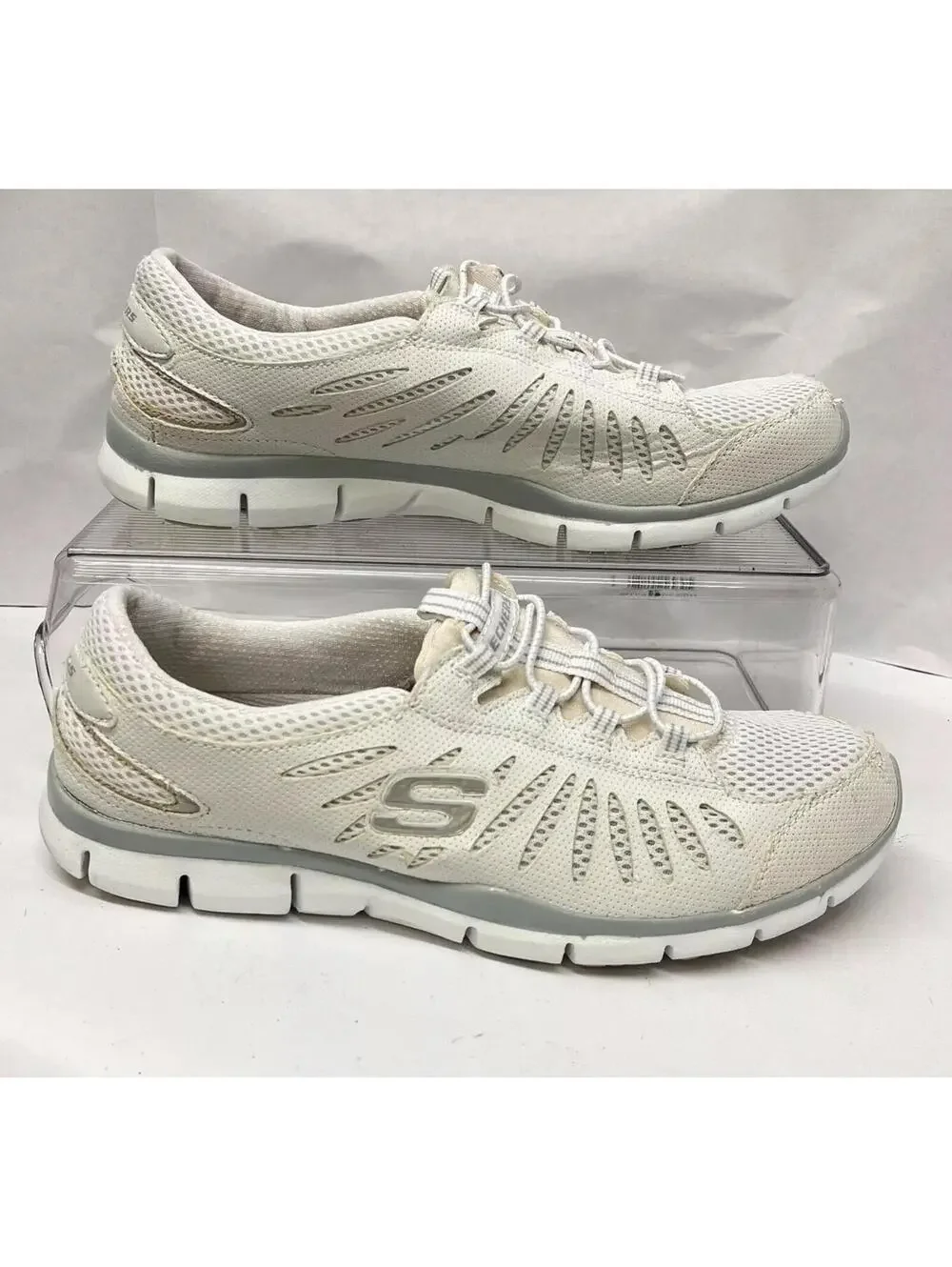 Skechers‎ Womens 8.5 Flex Gratis 22123 White Casual Shoes Sneakers